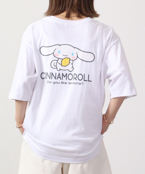 sanrio(サンリオ)の「sanrio サンリオ 半袖 Tシャツ オーバーサイズ(Tシャツ/カットソー・レディース・ホワイト/ライトピンク/サックスブルー/レッド/オフホワイト/ブルーグリーン/レモンイエロー/ホワイト系/ホワイト系1/ホワイト系3/ブラック系/ホワイト系2/ホワイト系4/ブラック・L/LL/M)」の3枚目の写真