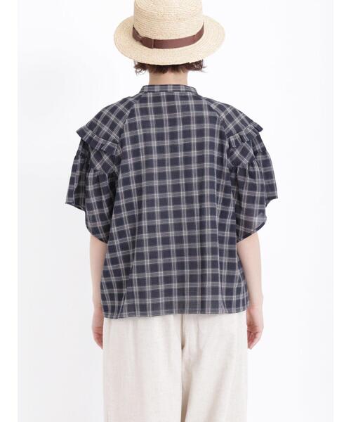 Samansa Mos2（サマンサ モスモス）の「柄アソートフリル切替ブラウス（シャツ/ブラウス・レディース・ネイビー/オフホワイト/ブルー/キナリ・F）」の19枚目の写真