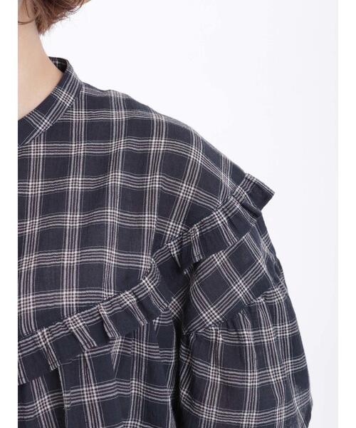 Samansa Mos2（サマンサ モスモス）の「柄アソートフリル切替ブラウス（シャツ/ブラウス・レディース・ネイビー/オフホワイト/ブルー/キナリ・F）」の21枚目の写真