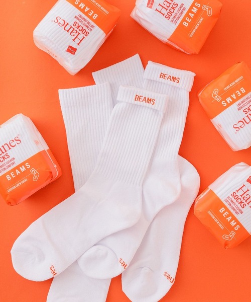 HANES（ヘインズ）の「Hanes × BEAMS / 別注 Socks 2pieces pack（ソックス/靴下・メンズ・ホワイト・ONE SIZE）」の7枚目の写真