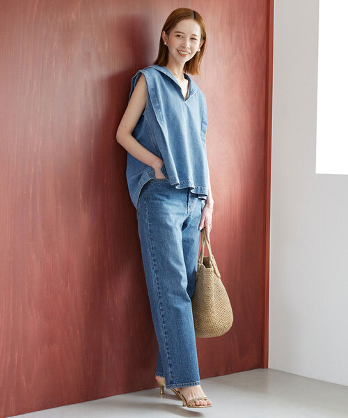 SLOBE IENA（スローブイエナ）の「LE DENIMセーラーノースリーブ 