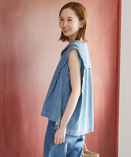 SLOBE IENA（スローブイエナ）の「LE DENIMセーラーノースリーブ 