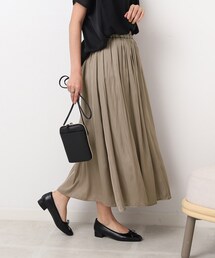 DRESKIP | 女性らしさあふれる サテンギャザースカート(スカート)