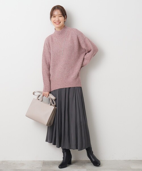 DRESKIP（ドレスキップ）の「◆女性らしさあふれる サテンギャザースカート（スカート・レディース・ピンク系/チャコールグレー/ライトグレー/ブラック系/ブラック系5/サンドベージュ・02/04/03）」の7枚目の写真