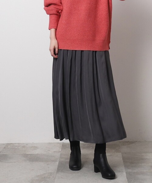 DRESKIP（ドレスキップ）の「◆女性らしさあふれる サテンギャザースカート（スカート・レディース・ピンク系/チャコールグレー/ライトグレー/ブラック系/ブラック系5/サンドベージュ・02/04/03）」の11枚目の写真