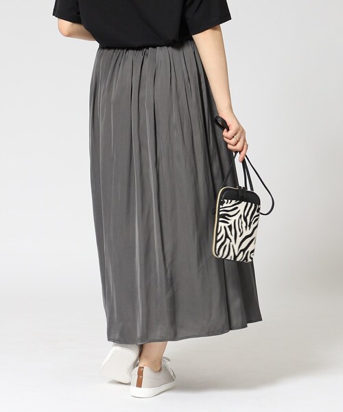 DRESKIP（ドレスキップ）の「◆女性らしさあふれる サテンギャザースカート（スカート・レディース・ピンク系/チャコールグレー/ライトグレー/ブラック系/ブラック系5/サンドベージュ・02/04/03）」の13枚目の写真