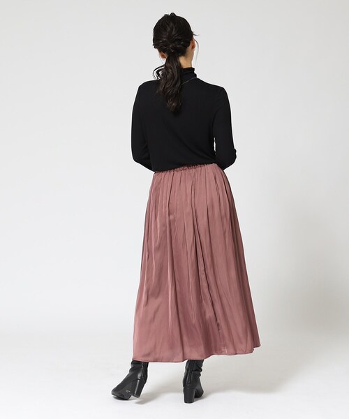 DRESKIP（ドレスキップ）の「◆女性らしさあふれる サテンギャザースカート（スカート・レディース・ピンク系/チャコールグレー/ライトグレー/ブラック系/ブラック系5/サンドベージュ・02/04/03）」の17枚目の写真