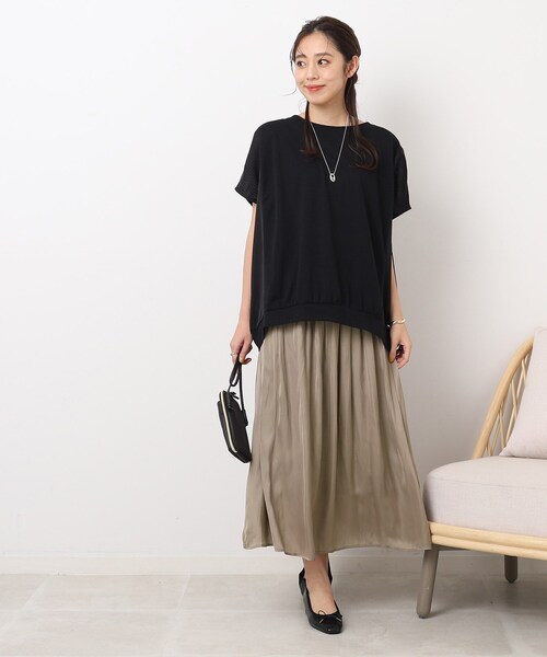 DRESKIP（ドレスキップ）の「◆女性らしさあふれる サテンギャザースカート（スカート・レディース・ピンク系/チャコールグレー/ライトグレー/ブラック系/ブラック系5/サンドベージュ・02/04/03）」の21枚目の写真