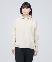 洗えるミラノリブ編みハーフジップセーター