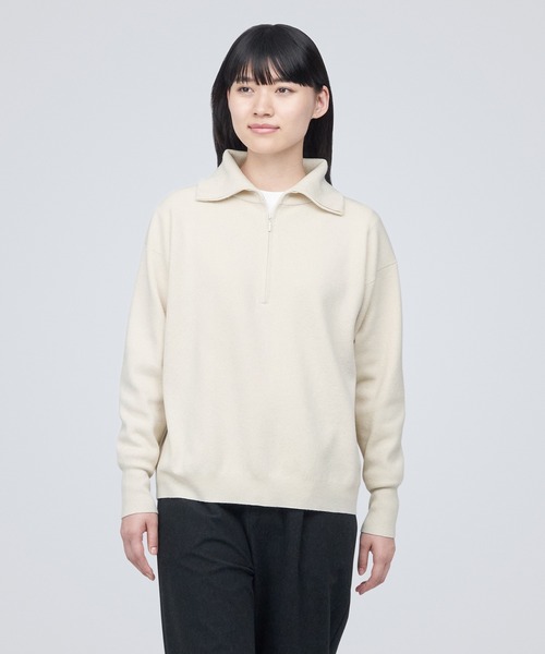 無印良品(ムジルシリョウヒン)の「洗えるミラノリブ編みハーフジップセーター(ニット/セーター・レディース・ダークグレー/ブラック/オフホワイト/ライトグレー・S/M/XL)」の2枚目の写真