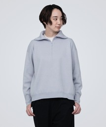 洗えるミラノリブ編みハーフジップセーター