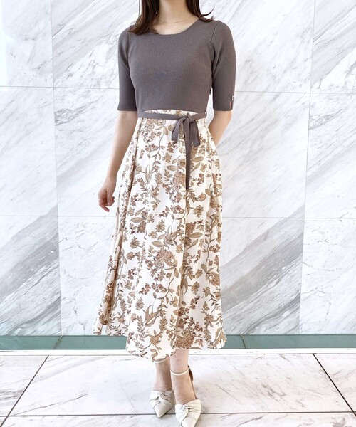 index（インデックス）の「◇リブニットフラワーワンピース【洗濯機