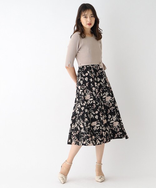 index（インデックス）の「◇リブニットフラワーワンピース【洗濯機