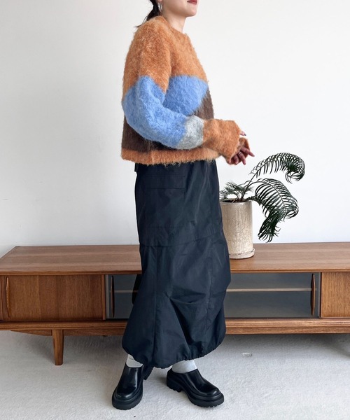 LOWRYS FARM（ローリーズファーム）の「ブークレアソートガラプルオーバーLS  977801（ニット/セーター・レディース・オレンジ/グリーン/パープル/ブラウン・FREE）」の5枚目の写真