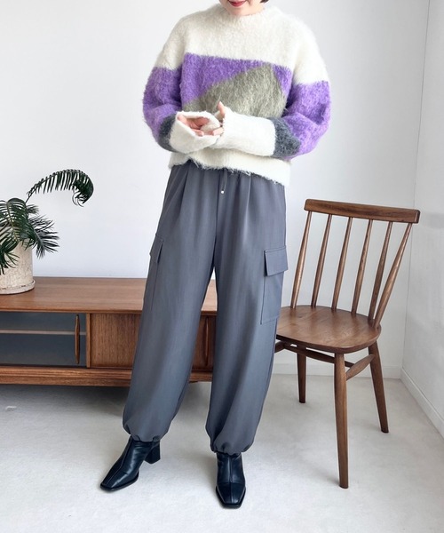 LOWRYS FARM（ローリーズファーム）の「ブークレアソートガラプルオーバーLS  977801（ニット/セーター・レディース・オレンジ/グリーン/パープル/ブラウン・FREE）」の16枚目の写真