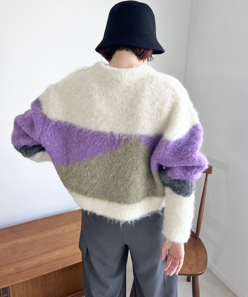 LOWRYS FARM（ローリーズファーム）の「ブークレアソートガラプルオーバーLS  977801（ニット/セーター・レディース・オレンジ/グリーン/パープル/ブラウン・FREE）」の17枚目の写真