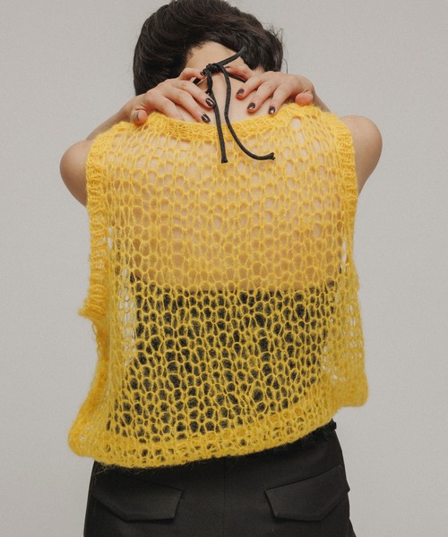 M TO R（ムウトアール）の「［TOPS］MOHAIR FISHNET HAND KNIT VEST（ニット/セーター・レディース・オフホワイト/グレー/ネイビー/イエロー・FREE）」の20枚目の写真