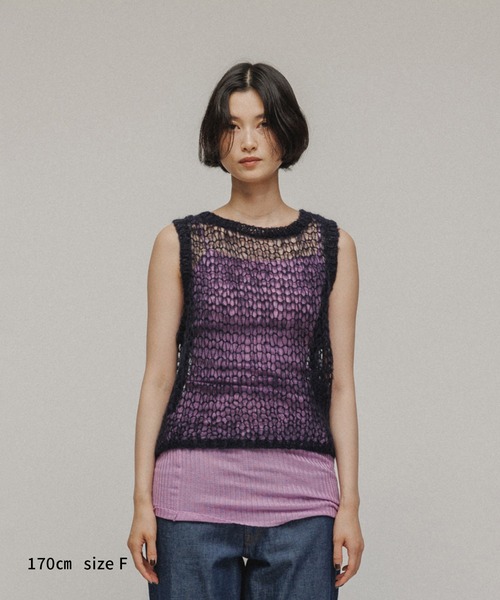 M TO R（ムウトアール）の「［TOPS］MOHAIR FISHNET HAND KNIT VEST（ニット/セーター・レディース・オフホワイト/グレー/ネイビー/イエロー・FREE）」の21枚目の写真