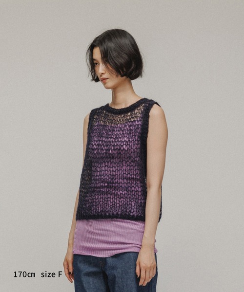 M TO R（ムウトアール）の「［TOPS］MOHAIR FISHNET HAND KNIT VEST（ニット/セーター・レディース・オフホワイト/グレー/ネイビー/イエロー・FREE）」の22枚目の写真