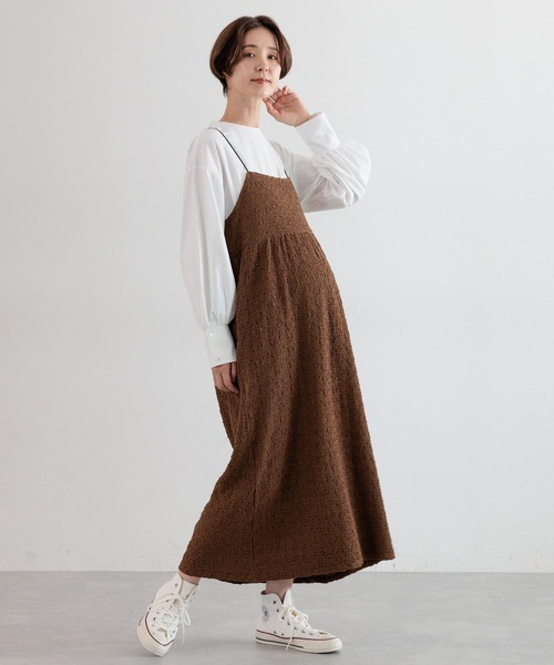 LEPSIM（レプシィム）の「【産前・産後対応】マタニティ／カットジャガードキャミワンピース　974356（マタニティウェア/グッズ・レディース・ブラウン/ブラック・FREE）」の12枚目の写真