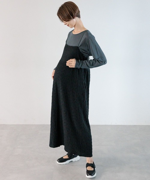 LEPSIM（レプシィム）の「【産前・産後対応】マタニティ／カットジャガードキャミワンピース　974356（マタニティウェア/グッズ・レディース・ブラウン/ブラック・FREE）」の20枚目の写真