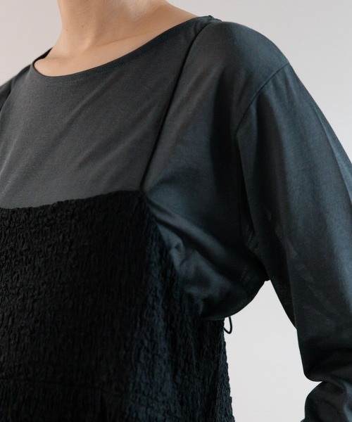 LEPSIM（レプシィム）の「【産前・産後対応】マタニティ／カットジャガードキャミワンピース　974356（マタニティウェア/グッズ・レディース・ブラウン/ブラック・FREE）」の11枚目の写真