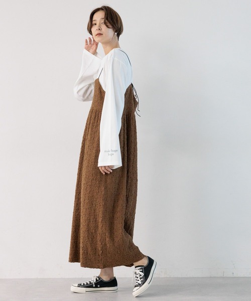 LEPSIM（レプシィム）の「【産前・産後対応】マタニティ／カットジャガードキャミワンピース　974356（マタニティウェア/グッズ・レディース・ブラウン/ブラック・FREE）」の18枚目の写真