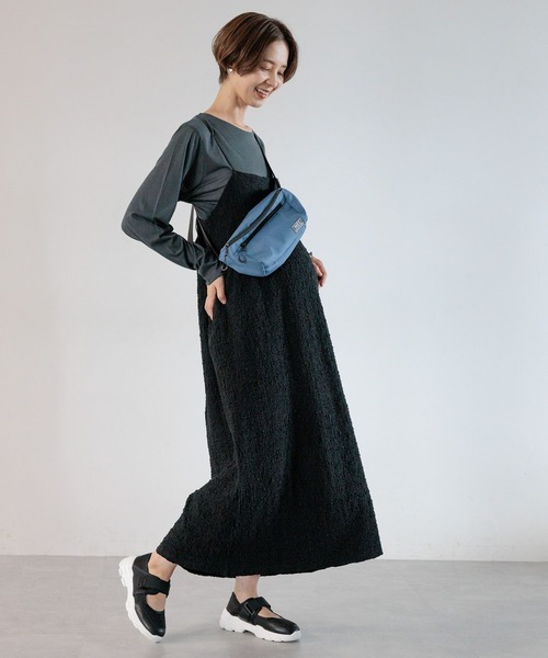 LEPSIM（レプシィム）の「【産前・産後対応】マタニティ／カットジャガードキャミワンピース　974356（マタニティウェア/グッズ・レディース・ブラウン/ブラック・FREE）」の3枚目の写真