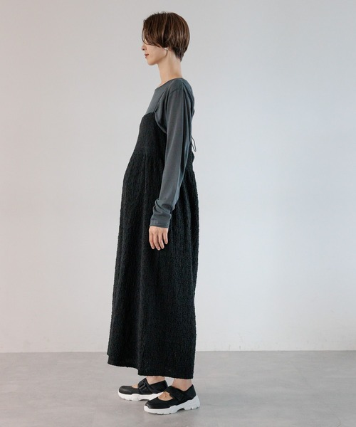 LEPSIM（レプシィム）の「【産前・産後対応】マタニティ／カットジャガードキャミワンピース　974356（マタニティウェア/グッズ・レディース・ブラウン/ブラック・FREE）」の8枚目の写真