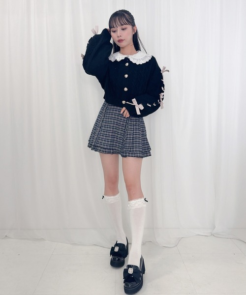 Honey Cinnamon（ハニーシナモン）の「袖リボンニットカーディガン（カーディガン/ボレロ・レディース・アイボリー/サックスブルー/ピンク/ブラック・FREE）」の13枚目の写真