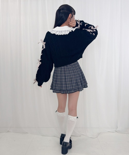 Honey Cinnamon（ハニーシナモン）の「袖リボンニットカーディガン（カーディガン/ボレロ・レディース・アイボリー/サックスブルー/ピンク/ブラック・FREE）」の14枚目の写真