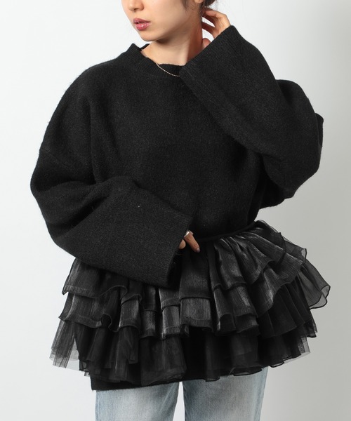 SETUP7（セットアップセブン）の「【SETUP7】フラッフィーフリルケープ 付け襟 trc（付け襟・レディース・オフホワイト/ブラック/ベージュ・FREE）」の3枚目の写真