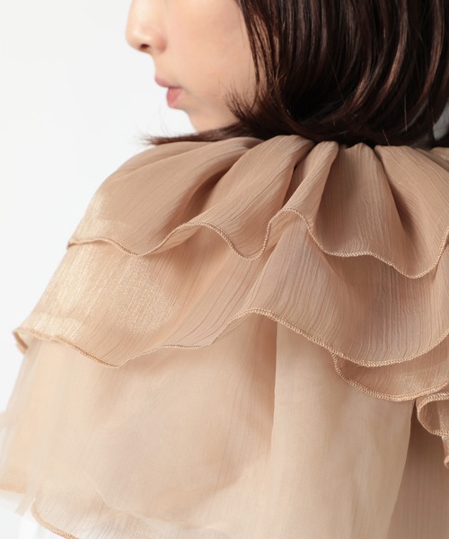SETUP7（セットアップセブン）の「【SETUP7】フラッフィーフリルケープ 付け襟 trc（付け襟・レディース・オフホワイト/ブラック/ベージュ・FREE）」の7枚目の写真