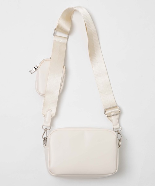 WEGO（ウィゴー）の「WEGO/ポーチ付きPUミニショルダー（ショルダーバッグ・レディース・ブラック/オフホワイト・FREE）」の5枚目の写真