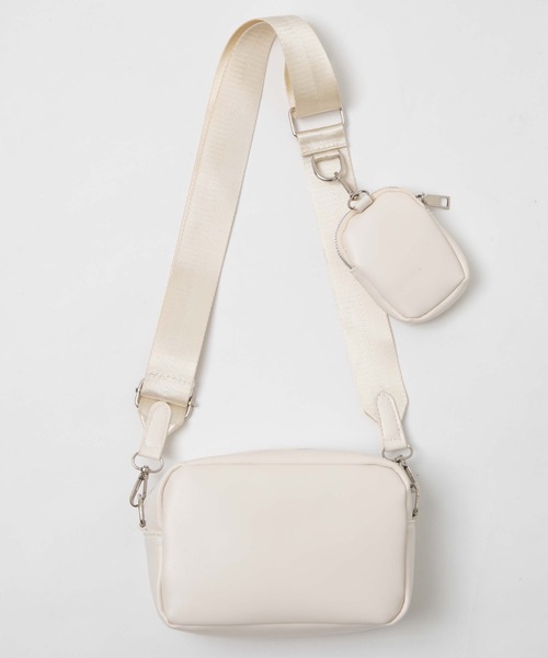 WEGO（ウィゴー）の「WEGO/ポーチ付きPUミニショルダー（ショルダーバッグ・レディース・ブラック/オフホワイト・FREE）」の4枚目の写真