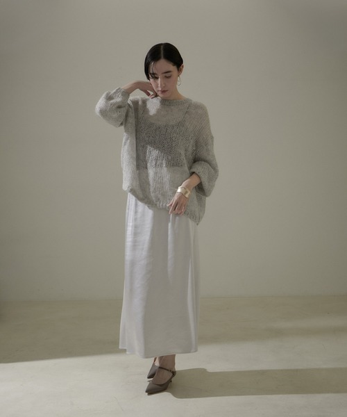 SALON adam et rope'（サロン アダム エ ロペ）の「【WEB限定】シアーモヘア混ニットプルオーバー（ニット/セーター・レディース・グレー/ミント/オフホワイト/ピンク・FREE）」の7枚目の写真