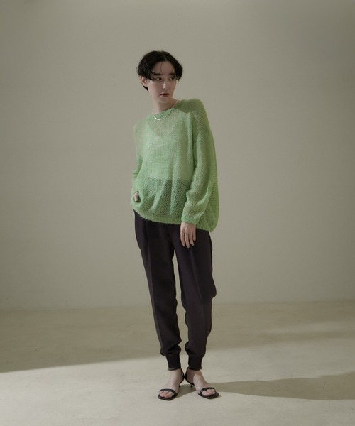 SALON adam et rope'（サロン アダム エ ロペ）の「【WEB限定】シアーモヘア混ニットプルオーバー（ニット/セーター・レディース・グレー/ミント/オフホワイト/ピンク・FREE）」の15枚目の写真