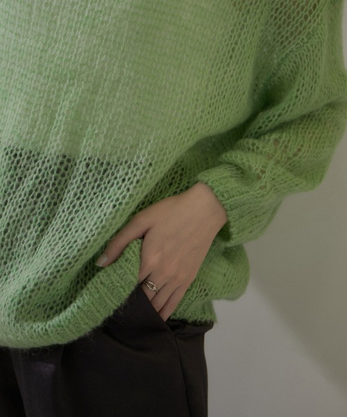 SALON adam et rope'（サロン アダム エ ロペ）の「【WEB限定】シアーモヘア混ニットプルオーバー（ニット/セーター・レディース・グレー/ミント/オフホワイト/ピンク・FREE）」の16枚目の写真