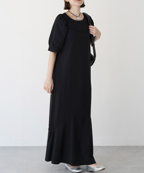 LAVEANGE（ラビアンジェ）の「切替カットワンピース（ワンピース・レディース・ベージュ/ブラック/オレンジ・3L/LL/M/5L/4L）」の7枚目の写真