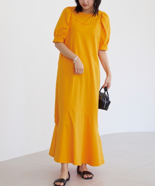 LAVEANGE（ラビアンジェ）の「切替カットワンピース（ワンピース・レディース・ベージュ/ブラック/オレンジ・3L/LL/M/5L/4L）」の12枚目の写真