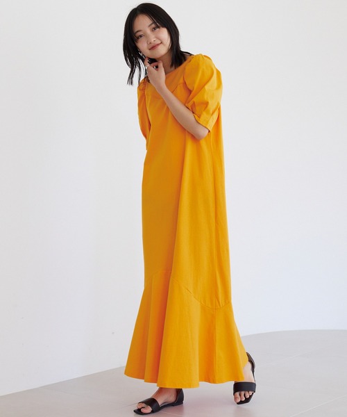 LAVEANGE（ラビアンジェ）の「切替カットワンピース（ワンピース・レディース・ベージュ/ブラック/オレンジ・3L/LL/M/5L/4L）」の13枚目の写真