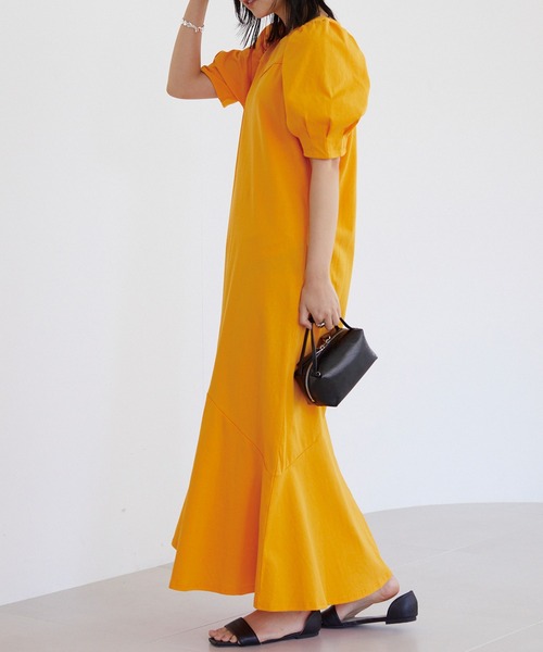 LAVEANGE（ラビアンジェ）の「切替カットワンピース（ワンピース・レディース・ベージュ/ブラック/オレンジ・3L/LL/M/5L/4L）」の16枚目の写真