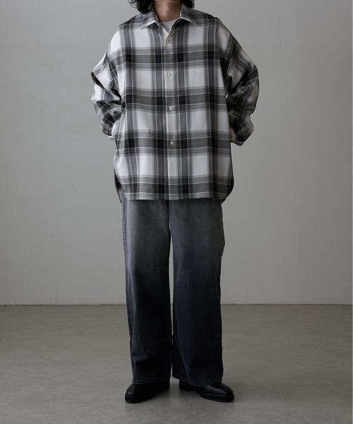 Lui's（ルイス）の「ロイヤルチェックスリットボリュームシャツ（シャツ/ブラウス・メンズ・グレー/ホワイト・FREE）」の7枚目の写真