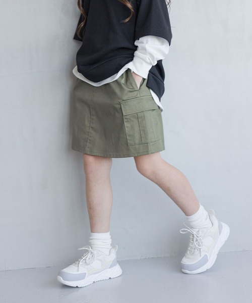 GLOBAL WORK（グローバルワーク）の「インナー付きカーゴスカート/990493（スカート・キッズ・ブラック/カーキ・120cm/130cm/140cm/150cm/160cm/170cm）」の16枚目の写真