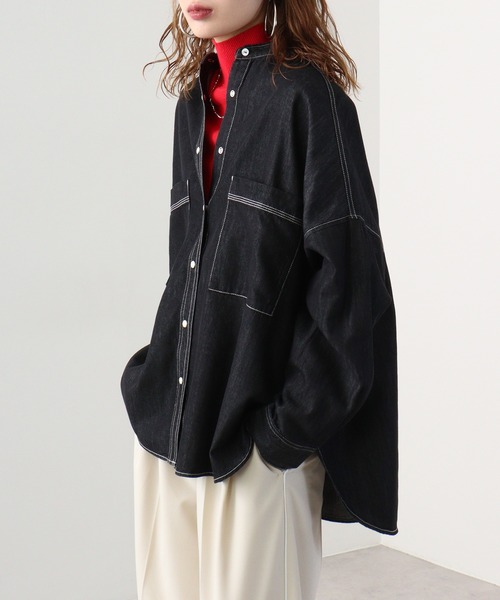 hunch(ハンチ)の「hunch オーバーデニムシャツ(シャツ/ブラウス・レディース・ブラック/ライトインディゴブルー/ブルー・FREE)」の14枚目の写真