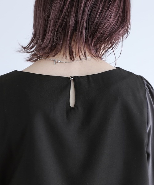 n'OrLABEL（ノアールレーベル）の「【セットアップ2点セット】『異素材ブラウスセットアップ』（パンツドレス・レディース・ブラック/ライトグレー・1/2）」の10枚目の写真