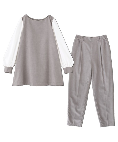 n'OrLABEL（ノアールレーベル）の「【セットアップ2点セット】『異素材ブラウスセットアップ』（パンツドレス・レディース・ブラック/ライトグレー・1/2）」の19枚目の写真