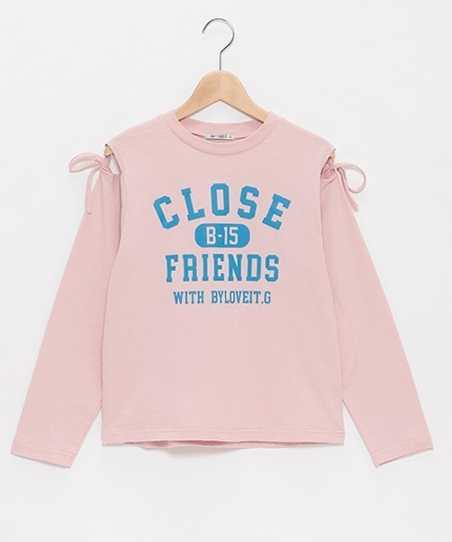 by LOVEiT（バイラビット）の「【WEB限定】肩あき長袖Tシャツ（Tシャツ/カットソー・キッズ・サックスブルー/ブラック/オフホワイト/ピンク・120cm/130cm/140cm/150cm/160cm）」の4枚目の写真