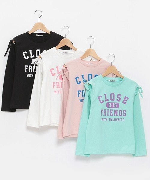 by LOVEiT（バイラビット）の「【WEB限定】肩あき長袖Tシャツ（Tシャツ/カットソー・キッズ・サックスブルー/ブラック/オフホワイト/ピンク・120cm/130cm/140cm/150cm/160cm）」の13枚目の写真