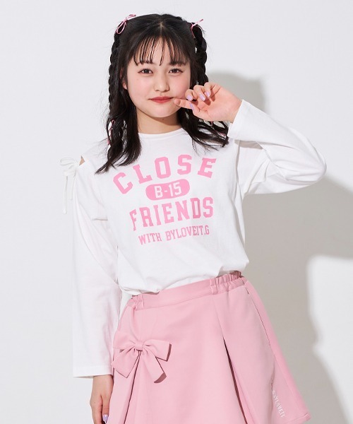 by LOVEiT（バイラビット）の「【WEB限定】肩あき長袖Tシャツ（Tシャツ/カットソー・キッズ・サックスブルー/ブラック/オフホワイト/ピンク・120cm/130cm/140cm/150cm/160cm）」の14枚目の写真